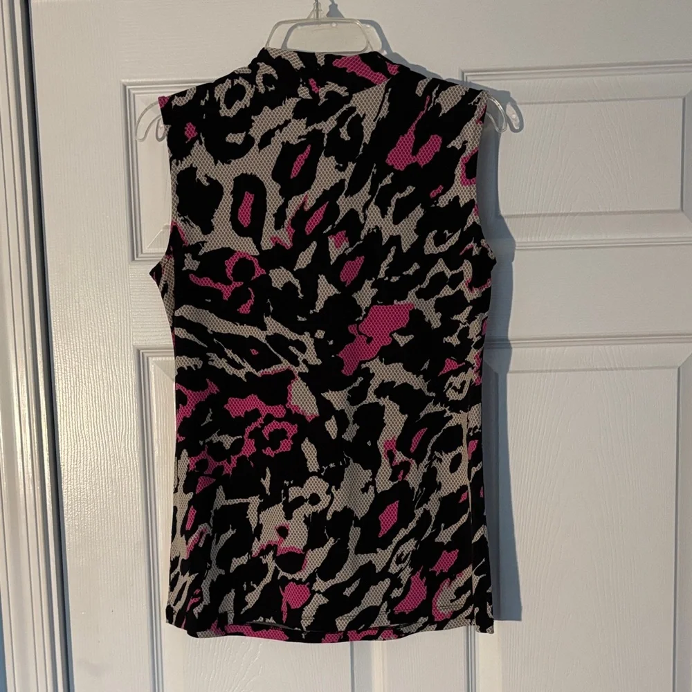 Dana Buchman Pink and Black Animal Print Blouse - Picture 3 of 3